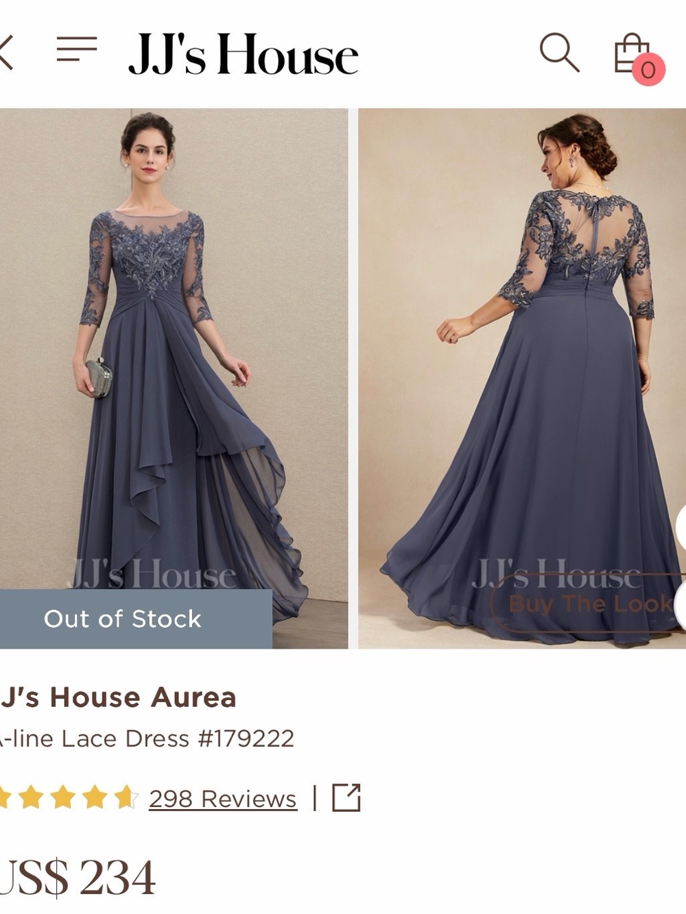 JJs House Silver Plus-Size Illusion Lace A-Line Gown - Picture 4 of 5
